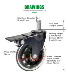 Cheap Factory Price <strong>2</strong> <strong>Inch</strong> <strong>2</strong>.5 <strong>Inch</strong> 3 <strong>Inch</strong> Furniture Stem PU Office Chair Caster <strong>Wheels</strong> - Product Image 2