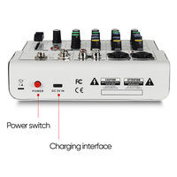 Table de mixage audio portable A4-USB 4 canaux avec alimentation fantôme 48V et entrée USB pour diffusion en direct et enregistrement à domicile