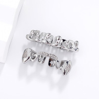 Nouvelles grilles dentaires Hip Hop couleur argent et or, crocs de vampire irréguliers, dents flamboyantes, pour fête d'Halloween, cadeau, bijoux corporels