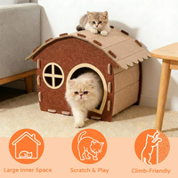 Maison pour chat en feutre classique personnalisée, lit pour animaux de compagnie d'intérieur en feutre haute densité, pliable, OEM ODM, nid de sommeil respirant