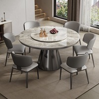 Ensemble table et chaises rondes en marbre de luxe moderne, 4, 6 ou 8 places, pour cuisine, salle à manger, salon, design de meubles métalliques uniques