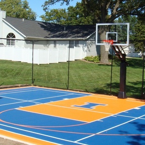 Patio trasero al aire libre cancha multideportiva con cancha de baloncesto pintada y cancha de pickleball líneas de dimensión baldosas - Product Image 2