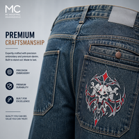 Jeans Hip Hop Oversize Streetwear avec poche arrière brodée, style rétro, délavé, coupe ample, jambe large, vintage, en denim pour hommes