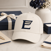 Gorra de Béisbol Deportiva Curva Estructurada de Sarga de Algodón Premium con Logotipo Monograma Águila E, Regalo Corporativo, Personalización de Marca Minorista