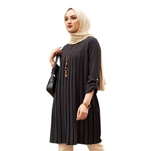 Atasan Muslimah Ukuran Besar 5XL Model Terbaru 2025, Warna-warni, Lipit, Longgar, Busana Islami, Blus Modis, Kemeja Panjang Bahan Sifon untuk Muslimah - Product Image 4