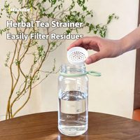 Bouteille d'eau réutilisable en PP de 450 ml/600 ml la plus vendue avec filtre, corde en silicone et couvercle en plastique pour boire directement, idéale pour le camping