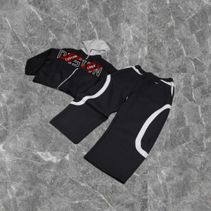 Conjunto Deportivo de Pantalones y Sudadera con Capucha Extra Grande de Dos Tonos Vintage Personalizada de Alta Calidad para Hombre - Product Image 3