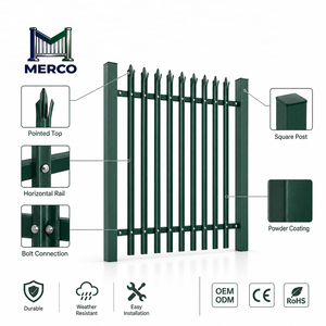 Clôture de sécurité en acier galvanisé à chaud avec poteaux et rails, revêtement en poudre - Product Image 1
