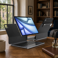 Clavier Magique Sans Fil pour iPad Pro 13 pouces M4 2024 avec Pavé Tactile Multi-touch Magnétique, Affichage de l'État Rétroéclairé