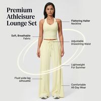 Conjuntos Deportivos de 2 Piezas para Mujer, Personalizados OEM/ODM, Tops Halter, Pantalones de Yoga con Cintura Alta y Efecto Levanta Glúteos