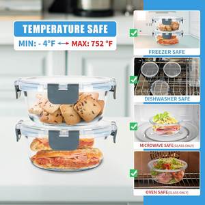 New Design Ribbed Microwavable Pressed <b>Glass</b> Food Container Lunch <b>Boxes</b> with Leak-Proof Lids Freezer Safe - Product Image 4