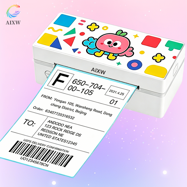 AIXW Thermal Shipping Label Printer 4 Inch Width Thermal Sticker Printer With Free Paper Stand Print 4x4 4x6 Inch Label