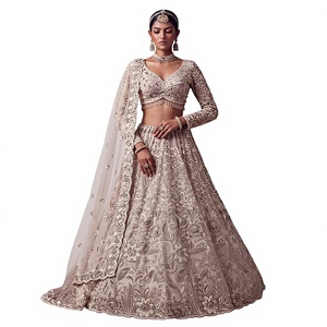 Ensemble de soirée Lehenga Choli indien ethnique brodé floral d'été sur mesure pour mariée, vente en gros - Product Image 1
