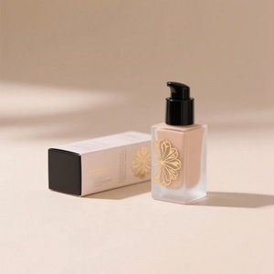 Emballage cosmétique pour soins de la peau, flacon en verre givré vide pour huile, sérum, lotion, avec tête de pompe en plastique blanc - Product Image 4