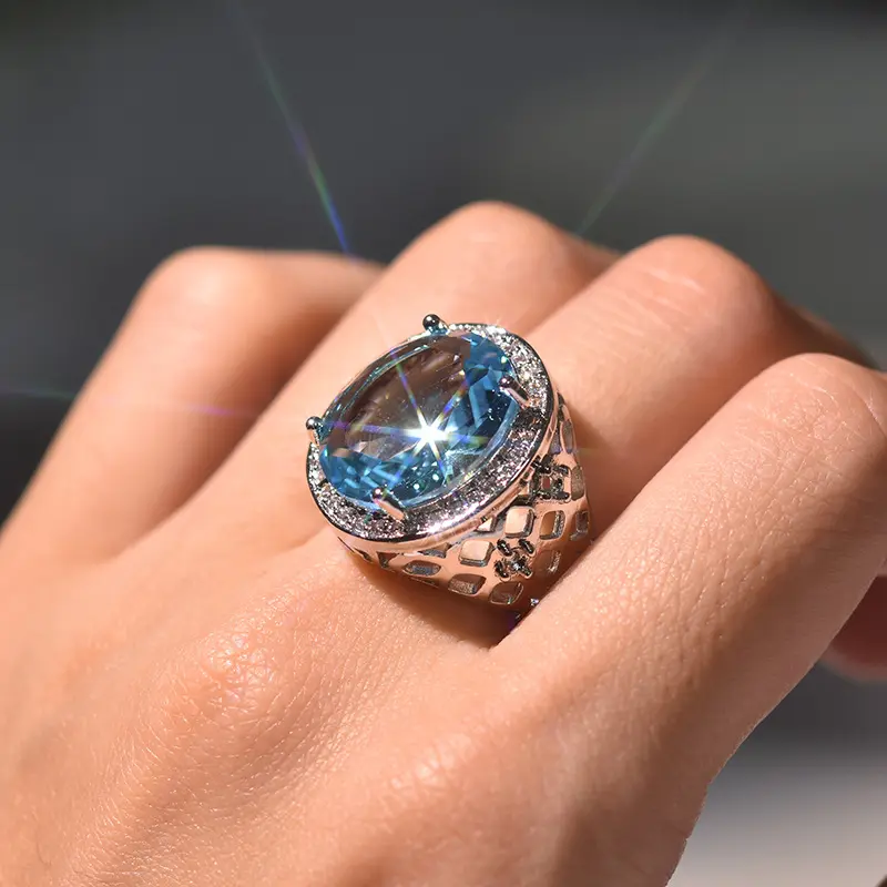 Cincin Berlian 2 Karat Bulat 925 Perak Murni untuk Wanita Anillos Bizuteria Berlian Murni Batu Permata Perak 925 Perhiasan Cincin