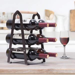 Estante plegable para vino, <span class=keywords><strong>encimera</strong></span> de 3 niveles, diseño rústico clásico, 6 botellas, soporte de cocina, estante de <span class=keywords><strong>madera</strong></span> y Metal - Product Image 2