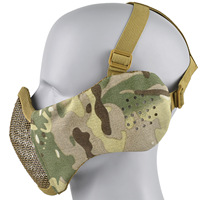 Protection des oreilles d'extérieur, cyclisme, respirant, véritable camouflage CS, masque tactique en fil d'acier V12 demi-visage