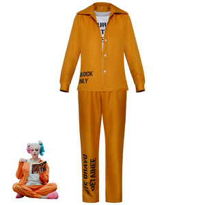 Disfraz de uniforme de prisión de Harley Quinn, traje de Cosplay naranja para mujer, juego de rol para actuación en escenario - Product Image 1