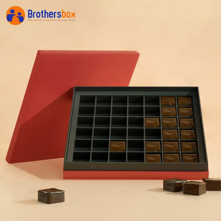 Cartone fatto a mano con Logo personalizzato di fabbrica con inserto scatola di imballaggio di cioccolato vuota confezione regalo di cioccolato di lusso
