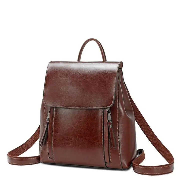 2022 Women Leather Backpacks ,Vintage Female Shoulder Bag Sac A Dos Travel Ladies Bagpack School Bags For Girls Preppy s/