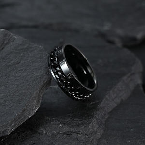 Rotating <b>Titanium</b> Steel <b>Chain</b> Ring With Roman Numerals Unisex Fashion Jewelry Gold Color - Product Image 4