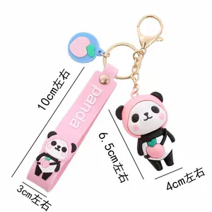 Panda W dây tùy chỉnh 3D Anime Keychain Silicone Nhựa cao su PVC Keychain Túi phụ kiện trong số lượng lớn chủ chốt vòng chìa khóa quà tặng mg