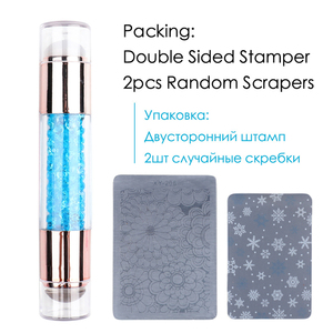 <span class=keywords><strong>Kit</strong></span> <span class=keywords><strong>de</strong></span> tamponnage <span class=keywords><strong>pour</strong></span> nail art Tamax NAP014 à double tête en plastique et silicone avec racloir <span class=keywords><strong>pour</strong></span> manucure - Product Image 5