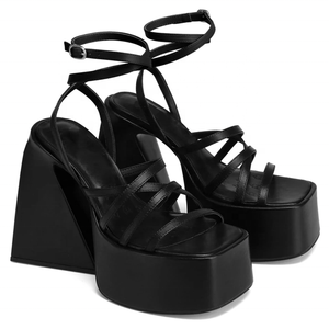 Sandalias de Plataforma Alta de Verano para Mujer, con Tiras Cruzadas, Tacones Gruesos, Diseño de Serpiente Neón, Tallas Grandes - Product Image 6