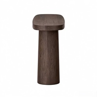 Table console vintage Wabi Sabi, table d'entrée ovale à double piétement en bois foncé, mobilier minimaliste pour salon