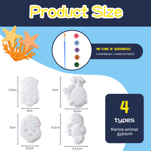 Kit di Pittura su Gesso per Bambini, Set di Figurine <span class=keywords><strong>Animali</strong></span> Marini Fai-<span class=keywords><strong>da</strong></span>-Te, Giocattolo Creativo di Arte e Artigianato per Ragazzi e Ragazze - Product Image 2