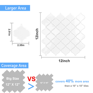 Blanc Art déco 3D <span class=keywords><strong>autocollant</strong></span> mural carreaux peler et coller dosseret vinyle autocollants pour carreaux salle de bain cuisine - Product Image 2