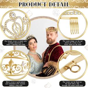 Secretshine Co Baroque <span class=keywords><strong>Reine</strong></span> <span class=keywords><strong>Couronne</strong></span> Diadème À La Main Cristal <span class=keywords><strong>Roi</strong></span> <span class=keywords><strong>Couronne</strong></span> pour La Fête De Bal Anniversaire De Noël Décorations De Pâques - Product Image 3