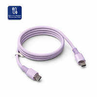Câble de données magnétique en silicone USB-C vers USB-C violet, résistant aux plis (20 000 cycles), testé plus de 10 000 branchements, cordon de charge rapide 20V 5A