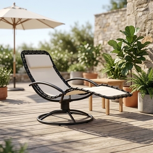Nouveau <span class=keywords><strong>transat</strong></span> de plage rotatif en métal, chaise inclinable à gravité zéro - Product Image 1