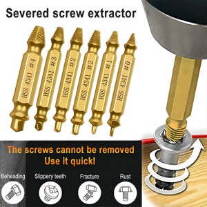 Juego de 6 extractores HSS de doble cabeza para tornillos, destornillador para extracción de tornillos, juego de puntas de destornillador para tornillos rotos - Product Image 3
