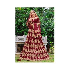 Heavy Velvet with Fancy Dori Work y Stone Work Lehenga Choli para novia disponible a precio mayorista - Product Image 1