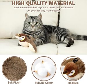 Nuevo Juguete Interactivo para Gatos 2025: Pájaro de Peluche Eléctrico Recargable con Movimiento, Activado por Tacto, Tipo Gorrión - Product Image 3