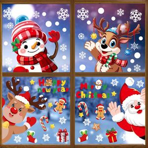 Pegatinas Estáticas para Ventanas y Puertas de Vidrio con Diseño de Papá Noel, Renos y Muñecos de Nieve, Decoración Navideña Impermeable y Ecológica de PVC, Color Blanco - Product Image 4