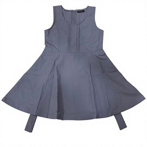 Robe d'uniforme scolaire pour filles, bleu marine, sans manches, avec fermeture éclair avant et poches - Product Image 5