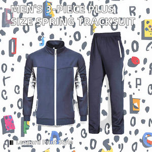 Conjunto Deportivo Azul Marino para Hombre, Chaqueta Deportiva con Cierre Completo y Pantalones, Transpirable, Corte Regular, para Otoño, Color Sólido, con Bolsillos Laterales - Product Image 2