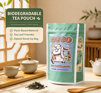 Sachets d'emballage compostables en PLA, biodégradables, avec fermeture éclair, en papier kraft, pour thé en vrac et herbes aromatiques
