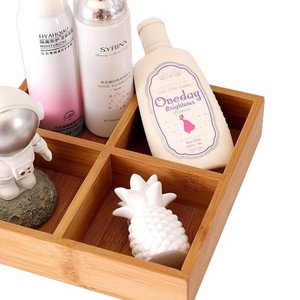 Bamboo Four Compartment Storage <b>Box</b> 1L With Partitions For <b>Makeup</b> Desktop Organizers - Product Image 4