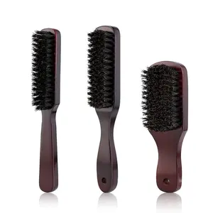 Wood Handle Boar Bristle Cleaning Hairdressing Anti Static Hair Styling Wooden Shaving Tools Men Beard Brush With Handle