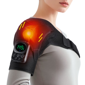 Masseur d'épaule EMS à électrodes dorées, contrôleur magnétique détachable, chauffage PTC, vibration, écran LED, sangle Velcro, rechargeable - Product Image 1