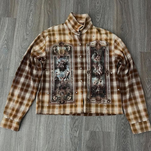 High Quality Custom <b>Men</b> Oversize Button up <b>Shirts</b> Vintage Casual Comfort Streetwear Rhinestone Flannel Long Sleeve <b>Shirt</b> for <b>Men</b> - Product Image 1