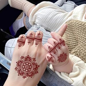 Pegatinas exclusivas de tatuaje de Henna a juego para madre y bebé, patrones de encaje negro no tóxicos seguros, arte corporal temporal suave para la familia - Product Image 3