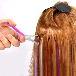Pinzas para Extensiones de Cabello Obexa, Rosadas, de Acero Inoxidable, con Agarre Ergonómico, Herramienta Profesional para Extensiones Microlink, Uso Comercial - Product Image 2