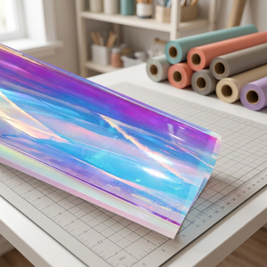 Soft High Gloss Translucent <b>Moisture</b> Proof PVC Dichroic Iridescent Lamination Rainbow Film for Decoration Design - Product Image 3