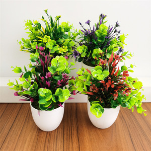 Plantes artificielles en pot, <span class=keywords><strong>Eucalyptus</strong></span>, fausses plantes en Pots, petites plantes de maison pour la végétation intérieure, décoration de table, centre de table - Product Image 1