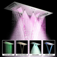 Système de douche de plafond intelligent Bluetooth avec musique, lumière LED, télécommande, 4 modes de pulvérisation, étanche IP67, alimentation électrique, ensemble de douche